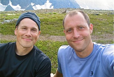Matt Evans and J.R. hiking after intense training